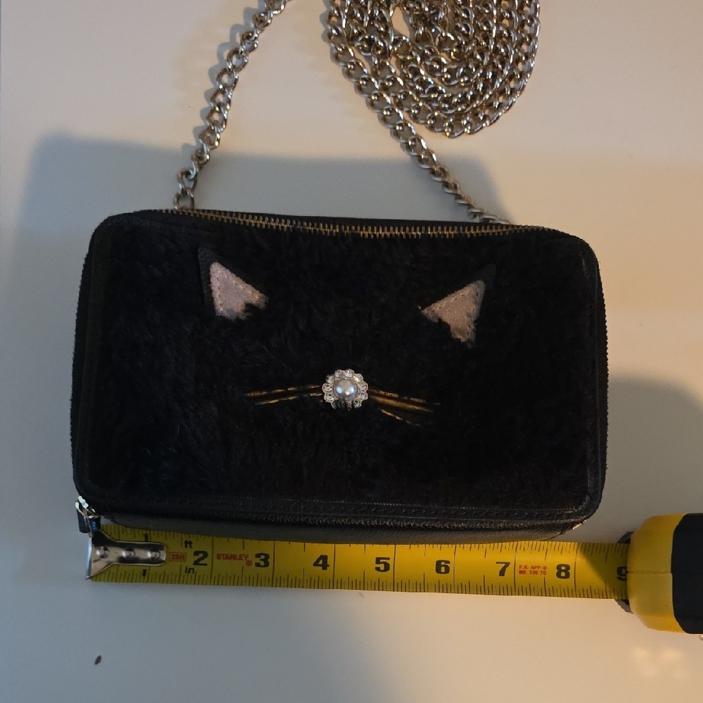 Kate Spade Black Cat Clutch with Chain - Picture 2 of 9